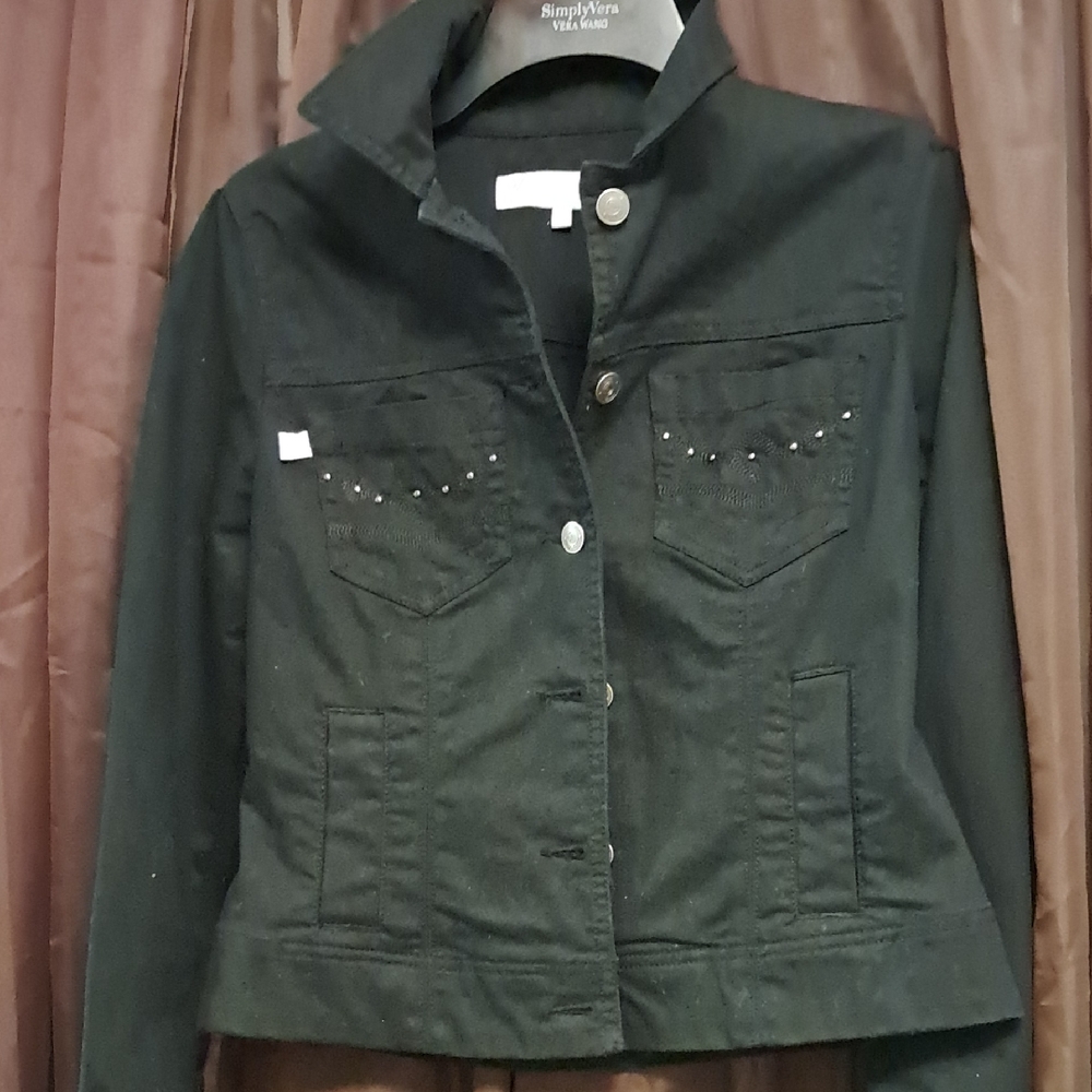 Black Embellished Jean Jacket Size:PS
